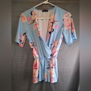 Splash Mint Floral V- Neck Wrap